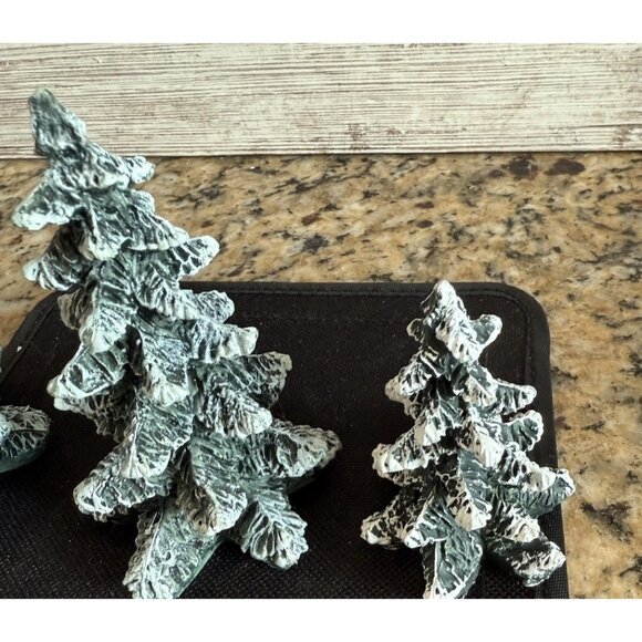 3 Snow Flocked Christmas Trees 3”- 5”in Village Square Mervyns Resin - Picture 4 of 7